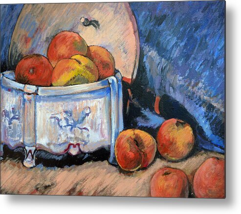 Peaches Metal Print featuring the painting Still Life Peaches by Tom Roderick