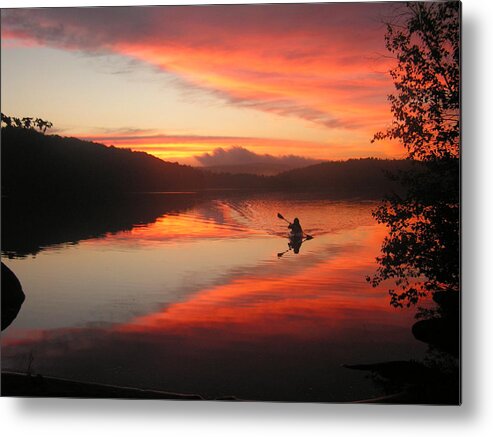 Kayak Metal Print featuring the photograph Sunset Solitude on Lake Eastman by Terry Joyce