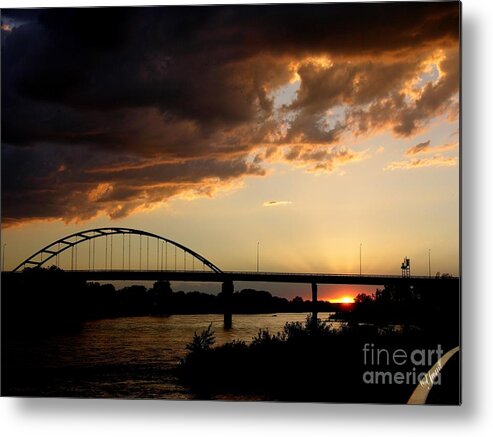 Sun Metal Print featuring the photograph Sunsetting over River by Yumi Johnson