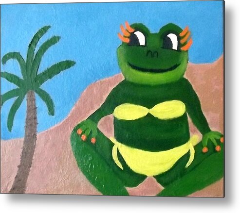Frog Metal Print featuring the painting Susanna at the Beach by Margaret Harmon