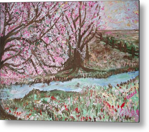 Tree Metal Print featuring the painting The Pink Tree by Clare Ventura