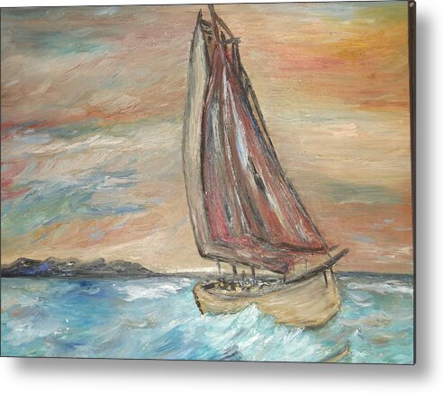 Ship Metal Print featuring the painting The Ship by Clare Ventura