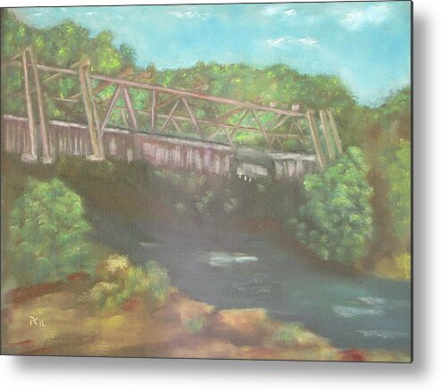 Landscape Metal Print featuring the painting Train Trellis by Patricia Cleasby