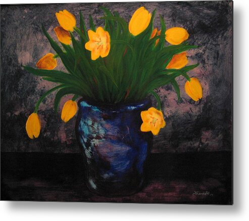 Tulips Metal Print featuring the painting Tulips in Blue by Jason Reinhardt