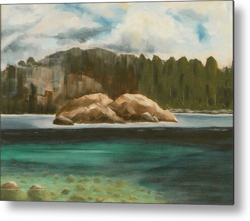 Water Metal Print featuring the painting Turtle Island by Jo Appleby