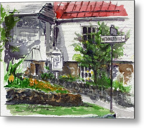 Dickeysville Metal Print featuring the painting Wetheredsville Street by John D Benson
