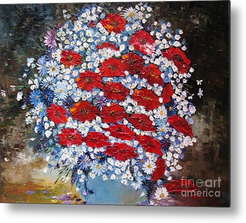 Flowers Metal Print featuring the painting Wild flowers by Amalia Suruceanu