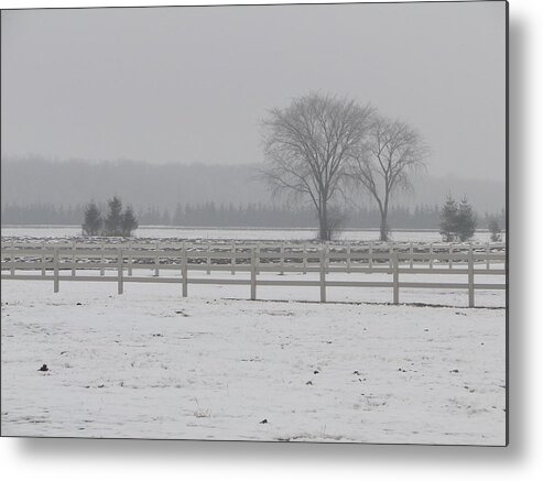 Winter Metal Print featuring the mixed media Winter fog on the paddocks by Bruce Ritchie