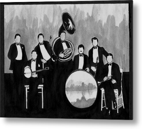 Nostalgia Metal Print featuring the drawing Wolverines Black and White by Mel Thompson
