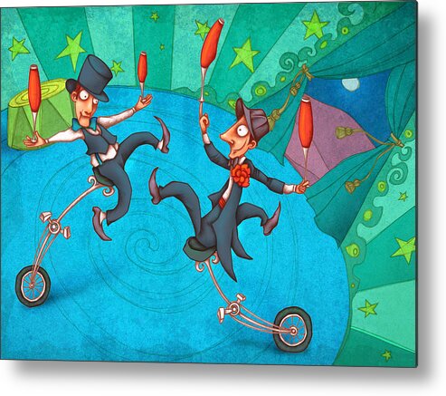 Children Metal Print featuring the painting Zanzzini Brothers by Autogiro Illustration