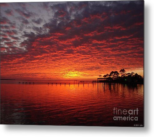 20110205 Metal Print featuring the photograph 0205 Awesome Sunset Colors on Santa Rosa Sound by Jeff at JSJ Photography