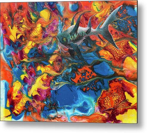 Abstract Metal Print featuring the painting Alien Sea #1 by Tony Rodriguez