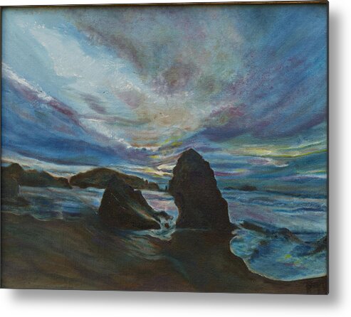 Seascape Metal Print featuring the painting Bandon Beach by Kathy Knopp