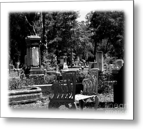 Bonaventure Cemetery Metal Print featuring the photograph Bonaventure Cemetery BW #3 by Jacqueline M Lewis
