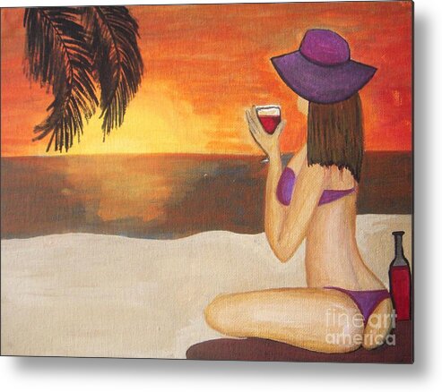 Jamaican Metal Print featuring the painting Enjoy the beach by Vesna Antic