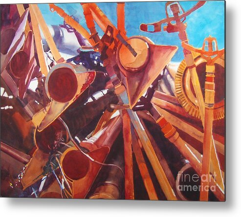Irrigation Pipes Metal Print featuring the painting I Think They Went That-a-way #1 by Elizabeth Carr