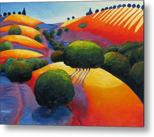Landscape Metal Print featuring the painting Long Shadows #1 by Gary Coleman
