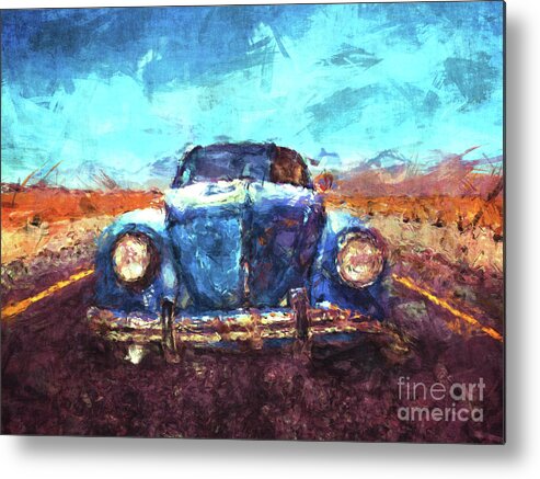 Vintage Metal Print featuring the digital art On The Road #1 by Phil Perkins