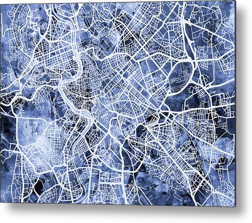 Rome Metal Print featuring the digital art Rome Italy City Street Map #1 by Michael Tompsett