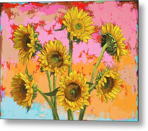 Sunflower Metal Print featuring the painting Sunflowers #7 by David Palmer