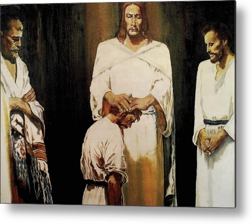 Christ Metal Print featuring the painting The Anointing #1 by G Cuffia