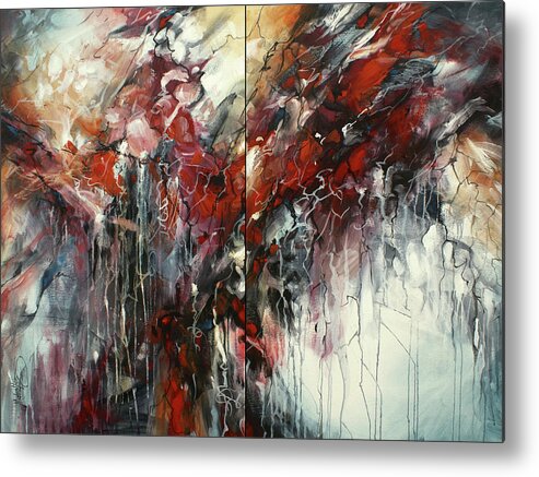 Abstract Metal Print featuring the painting The Heart of Chaos #1 by Michael Lang