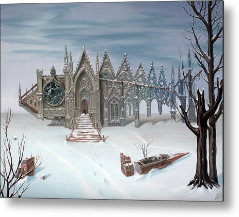 Post-apocalyptic Metal Print featuring the painting The sad winter tale . or Gothic fish #2 by Victor Molev
