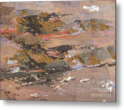 Mixed Media Mountain Abstract Landscape Metal Print featuring the mixed media Way Out West #1 by Nancy Kane Chapman