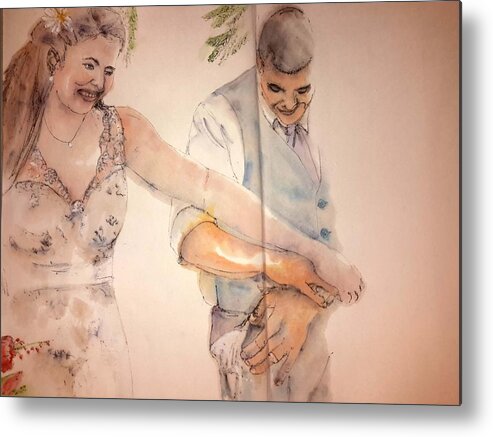 Wedding. Metal Print featuring the painting The Wedding Album #12 by Debbi Saccomanno Chan