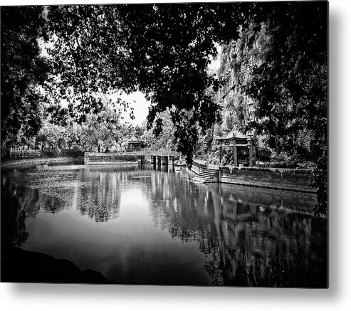 Arttopan Metal Print featuring the photograph Jingjiang Palace-China Guilin scenery-Black-and-white photograph #13 by Artto Pan