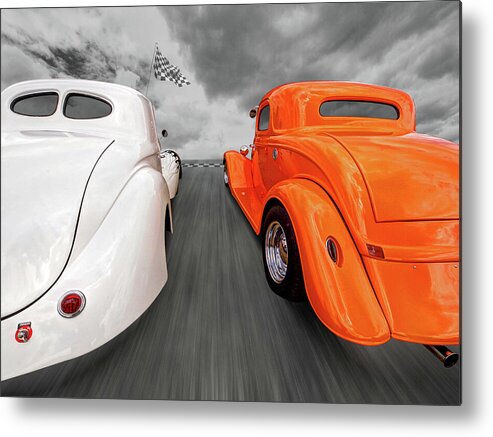 Hotrod Metal Print featuring the photograph 1941 Willys vs 1934 Ford Coupe by Gill Billington