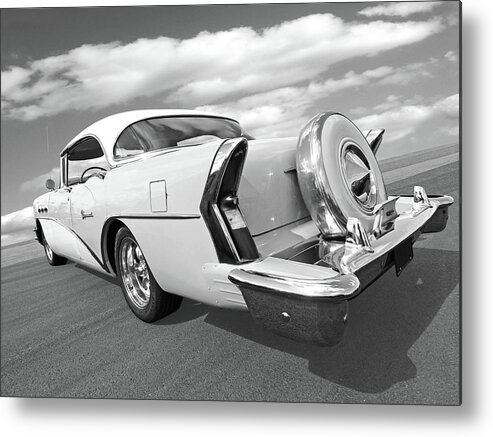 Buick Metal Print featuring the photograph 1956 Buick Special Rear In Black And White by Gill Billington