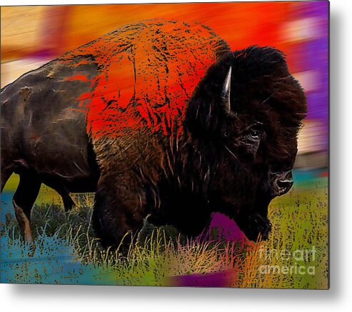 Bison Metal Print featuring the mixed media Buffalo Collection #2 by Marvin Blaine