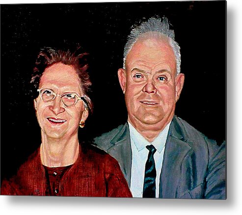 Double Portrait In Oil Metal Print featuring the painting Ray and Isabel #2 by Stan Hamilton