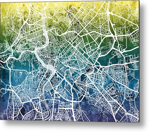 Rome Metal Print featuring the digital art Rome Italy City Street Map #2 by Michael Tompsett