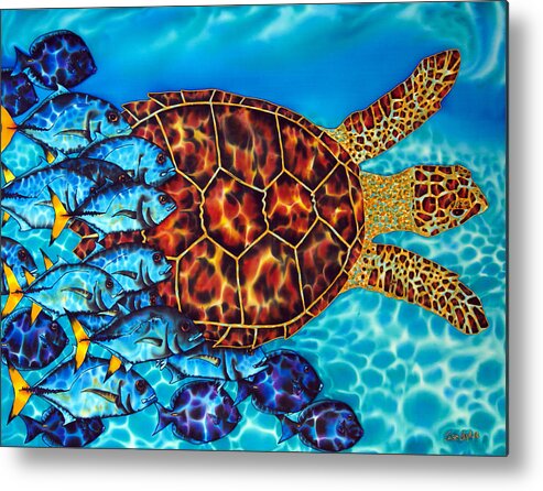 Sea Turtle Metal Print featuring the painting Sea Turtle #1 by Daniel Jean-Baptiste