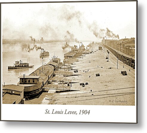 Waterfront Metal Print featuring the photograph St. Louis Levee, 1904 #2 by A Macarthur Gurmankin