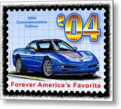 2004 Corvette Metal Print featuring the digital art 2004 Commemorative Edition Corvette by K Scott Teeters
