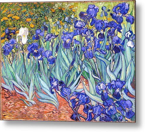 Van Gogh Metal Print featuring the painting Irises by Vincent Van Gogh