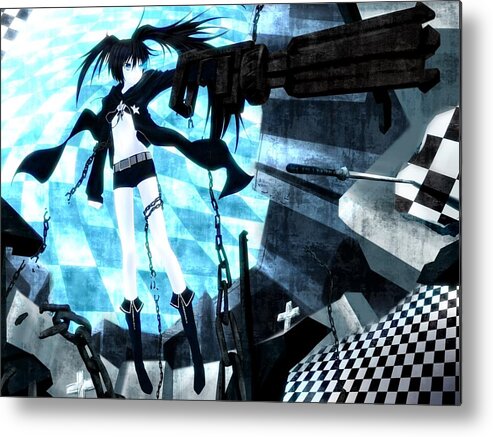 Black Rock Shooter Metal Print featuring the digital art Black Rock Shooter #28 by Super Lovely