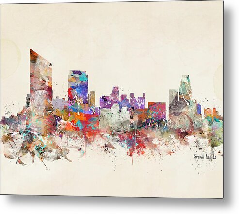Grand Rapids Metal Print featuring the painting Grand Rapids Michigan by Bri Buckley