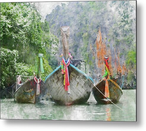 Boat Metal Print featuring the photograph Traditional Long Boat in Thailand #3 by Brandon Bourdages