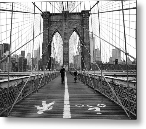 Nyc Metal Print featuring the photograph NYC Brooklyn Bridge by Nina Papiorek