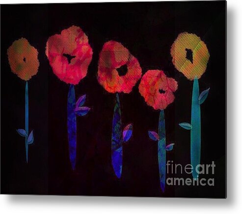 5 Flowers Metal Print featuring the digital art 5 Flowers by Cooky Goldblatt