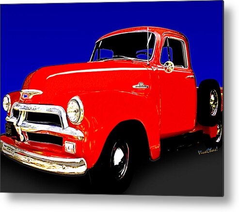 1954 Metal Print featuring the digital art 54 Chevy Pickup Acme of an Age by Chas Sinklier