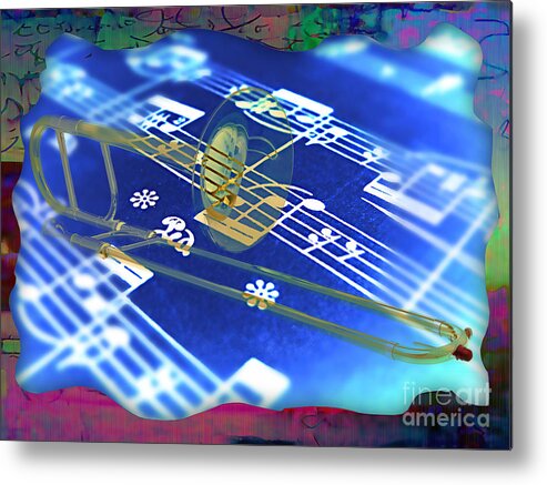 Trombone Metal Print featuring the mixed media Trombone Collection #7 by Marvin Blaine