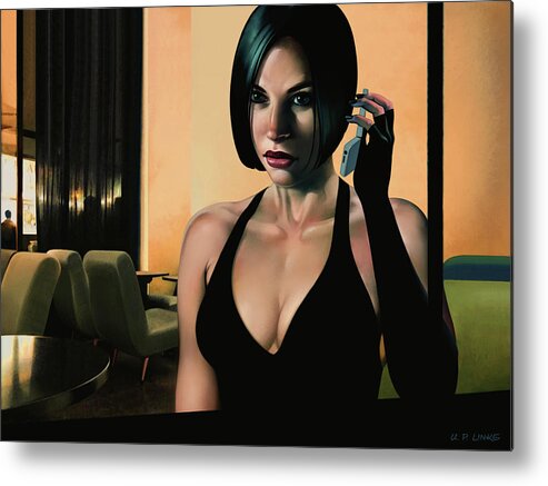 Pop Metal Print featuring the painting A Late Night Call by Udo Linke