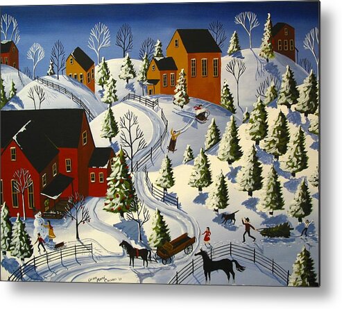 Landscape Metal Print featuring the painting A Magical Winter's Day by Debbie Criswell