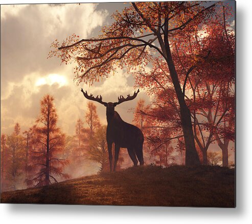  Metal Print featuring the digital art A Moose in Fall by Daniel Eskridge