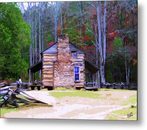 Log Cabin Metal Print featuring the painting A Place in the Woods by CHAZ Daugherty
